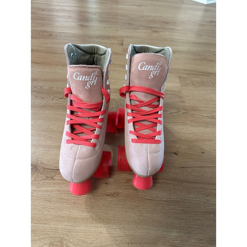 Candi Grl Carlin Womens Roller Skates Pink Suede Quad Skates 5074-8456 Size 8